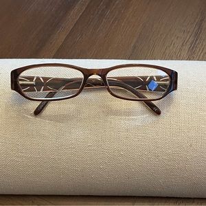 Ellen Tracy Kids Eyeglass Frames Rectangle Brown Gold Accent